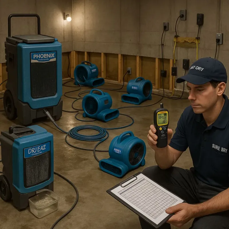 Structural Drying and Dehumidification process in Laughlin Air Force Base, TX